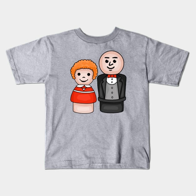 Annie and Daddy Warbucks Kids T-Shirt by Slightly Unhinged